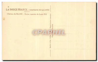 Castelo de Blois — Estátua equestre de Luís XII — Edição Art Yvon — Verso