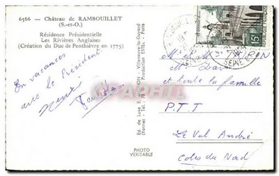 Castello di Rambouillet — Le Rivières Anglaises — Ed. de Luxe E. Mignon — Verso