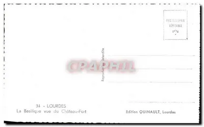 Bazylika widziana z Zamku-Fortu — Lourdes — Wydawnictwo QUINAULT — Rewers