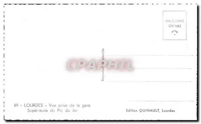 Panoramiczna widok Lourdes — z stacji Pic du Jer — Wydawnictwo Quinault — Rewers