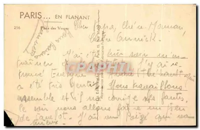 Place des Vosges — Paris — Éditions d'Art 'Vran' n°256 — Verso