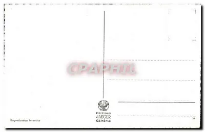 Genewa. Przylądek, Wodospad (120 m) i Mont-Blanc — Wydawnictwo Jaeger, nr 7004 — Rewers