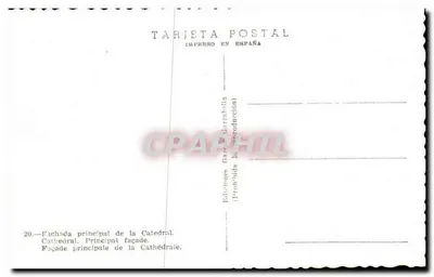 Catedral de Barcelona — Fachada principal — Edições Carreras Barcelona, n°20 — Verso
