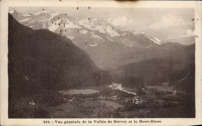 Vallée de Servoz et le Mont-Blanc — vue générale — éditeur impr. sur la carte n° 446