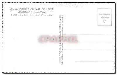 O Loir, no ponte Chartrain — Vendôme (Loir-et-Cher) — Éditions Valoire — Verso