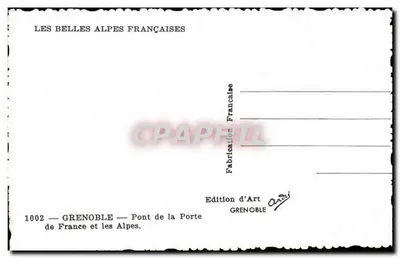 Tarjeta postal antigua Grenoble Pont de la Porte de France et les Alpes — Reverso
