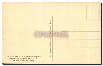 A Santa Capela — Oratório de Luís XI — Editor Papeghin, 24, Rue des Petites-Écuries, Paris — Verso