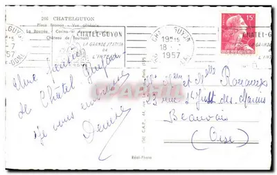 Châtelguyon — Vista geral, castelo, casal e paisagem — Réal-Photo — Verso