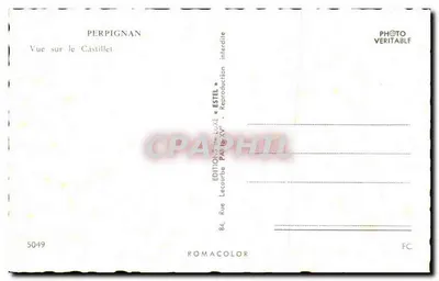Perpignan — Widok na Castillet — Wydawca Estel, n° 5049 — Rewers