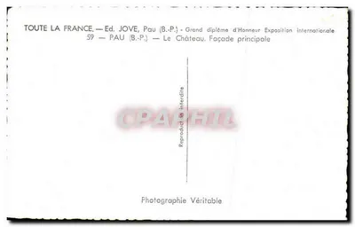 O Castelo — Facha principal — Ed. JOVE, Pau (B.P.) — Verso