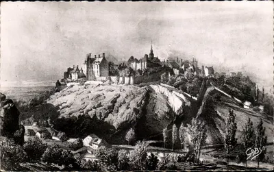Sainte-Suzanne (Mayenne) — Cidade Feudal segundo uma antiga gravura — Gaby