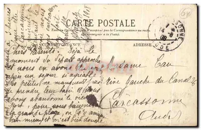 Biarritz — Wysoka skała Grande Plage, Hotel du Palais i Molo — LL. — Rewers