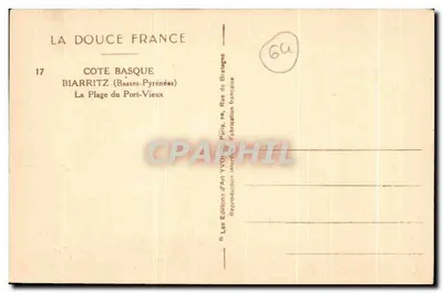 Plaża Port-Vieux — Biarritz (Basses-Pyrénées) — Wydawnictwo Art Yvonn, nr 17 — Rewers