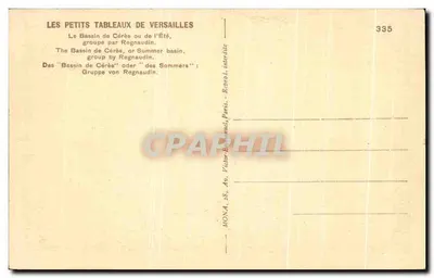 El Bassin de Cérès o de Verano, grupo de Regnaudin — Los Pequeños Cuadros de Versalles — n°335 — Reverso