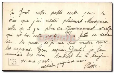 Argel - A Mesquita de Sidi-Abderhaman — Edição L. & Y. Alger, n°59 — Verso