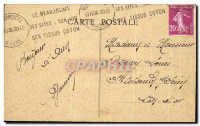 Anse (Rhône) — L'Asergue i Saône — wydawca nieznany, nr serii 51 — Rewers