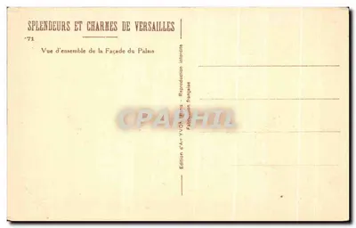 Versailles — Vista geral da Fachada do Palácio — Édition d'Art YVON, Paris — Verso