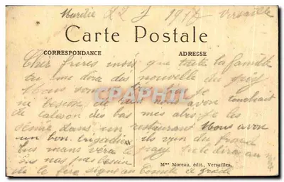 Bany Apollona — Park Versaille — wydawca Moreau, numer serii nie widoczny — Rewers