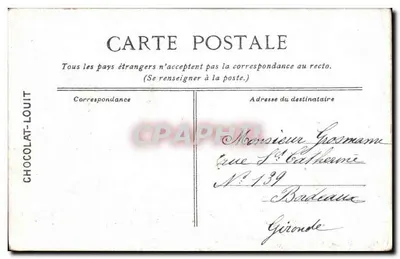 Paleis van Versailles - Cabinet du Conseil — uitgever voor Chocolat-Louit, n°20 — Achterkant