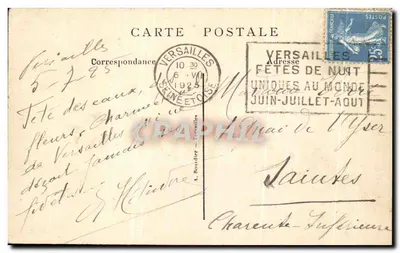 Versailles — Bassin di Nettuno e l'Allée d'Eau — Editore non identificato, numero di serie non visibile — Verso