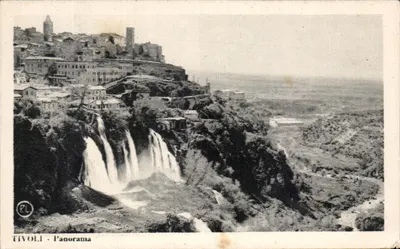 Tivoli — Panorama avec chutes d'eau et ville en hauteur — éditeur PL