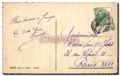 Torino - Via Po e Via della Zecca — editor A. Diena, n° 08743 — Verso
