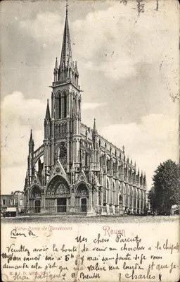 Bilhete postal antigo Notre Dame De Bonsecours Rouen