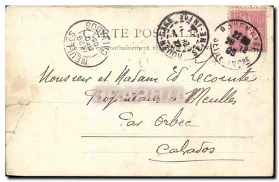 Bilhete postal antigo Notre Dame De Bonsecours Rouen — Verso