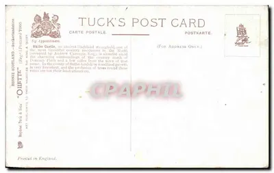 A Avenida, Castelo de Skibo — Sutherlandshire — Tuck's Post Card n°7680 — Verso