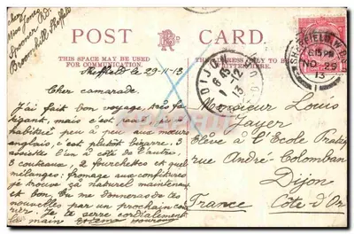 Bilhete postal antigo Firth Park Sheffield — Verso
