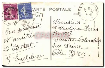 ÉTRETAT — Plaża w czasie kąpieli — Wydawca: P. D. (drukarnia) — Rewers