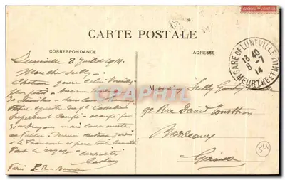 Lunéville — El Castillo — R. Bastien, litografía — editor, Lunéville — Reverso