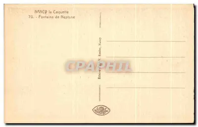 NANCY - Fonte de Netuno — Edição V. Reeder, Nancy, n°70 — Verso