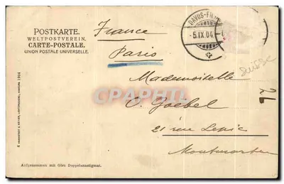 Bilhete postal antigo Heimwarts Pastores e ovelhas — Verso