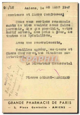 पेरिस के बड़े दवा दुकान के प्लेस गांबेट्टा, एमियन्स 1947 — पीछे