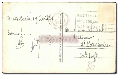Monte Carlo — Widok na miasto — Les Éditions Franchise, n°18 — Rewers