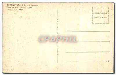 Clube de Golfe (Golf Club) — Cuernavaca, Mor. — Editorial Flechenberg, D.F. — Verso