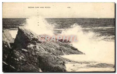 Ocean Surf and Rocks — seria 4102 — American Art Postcard Co.