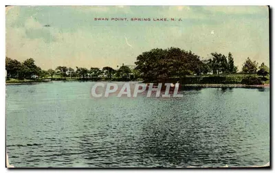 Swan Point, Spring Lake, N.J. — vista do lago com árvores — editor D.H. Hill's Drug Co., Spring Lake, N.J.
