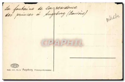 Bilhete postal antigo Augsburg Prinzregentenbrunne — Verso