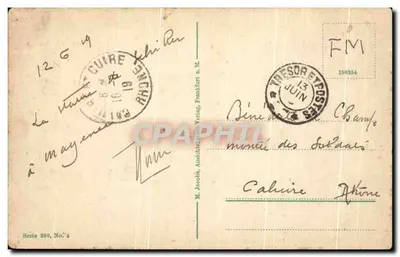 Mainz a. Rh., Monumento a Schiller e Governo — M. Jacob, Tipografia Anschlussarten, Frankfurter Verlag, Série 290, Número 4 — Verso