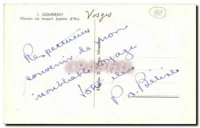 Domremy — Casa dove nacque Giovanna d'Arco — Établiss. D. Delbroy, Mirecourt — Verso