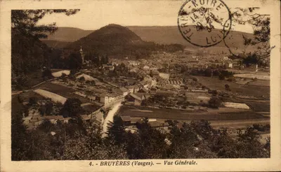 Bilhete postal antigo Bruyères Vista Geral