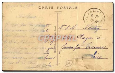 Bilhete postal antigo Bruyères Vista Geral — Verso