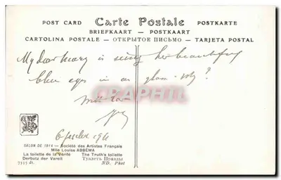 Toaleta Prawdy — Salon 1914 — Towarzystwo Artystów Francuskich — Pani Louise Abbéma — Rewers