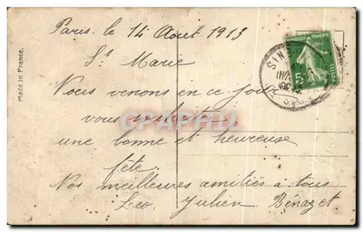 Femme en robe à paillettes — tenant un bouquet de roses — éditeur RE, n° 4238 — Verso