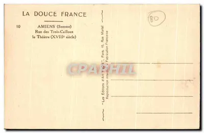 Amiens (Somme) — Rue des Trois-Cailloux, Teatr XVIII wieku — Wydawnictwo Art YVON, Paryż — Rewers
