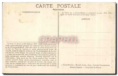 Cité de Carcassonne — Torre della Giustizia — Michel Jordy — Verso