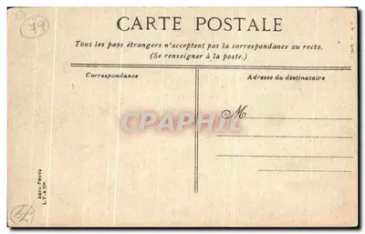Bilhete postal antigo Vista dos Deux Sevres Melle Portal da Igreja de São Hilaire — Verso