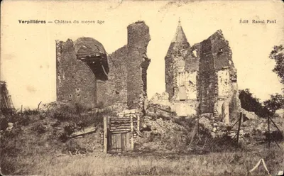 Bilhete postal antigo Verpillères Castelo da Idade Média